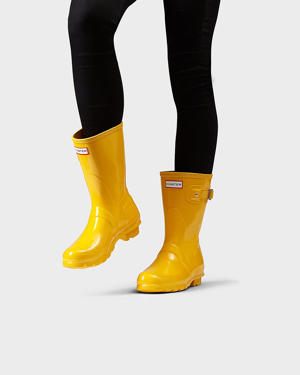 Womens Hunter Short Rain Boots Yellow - Original Gloss - 2951376-PA